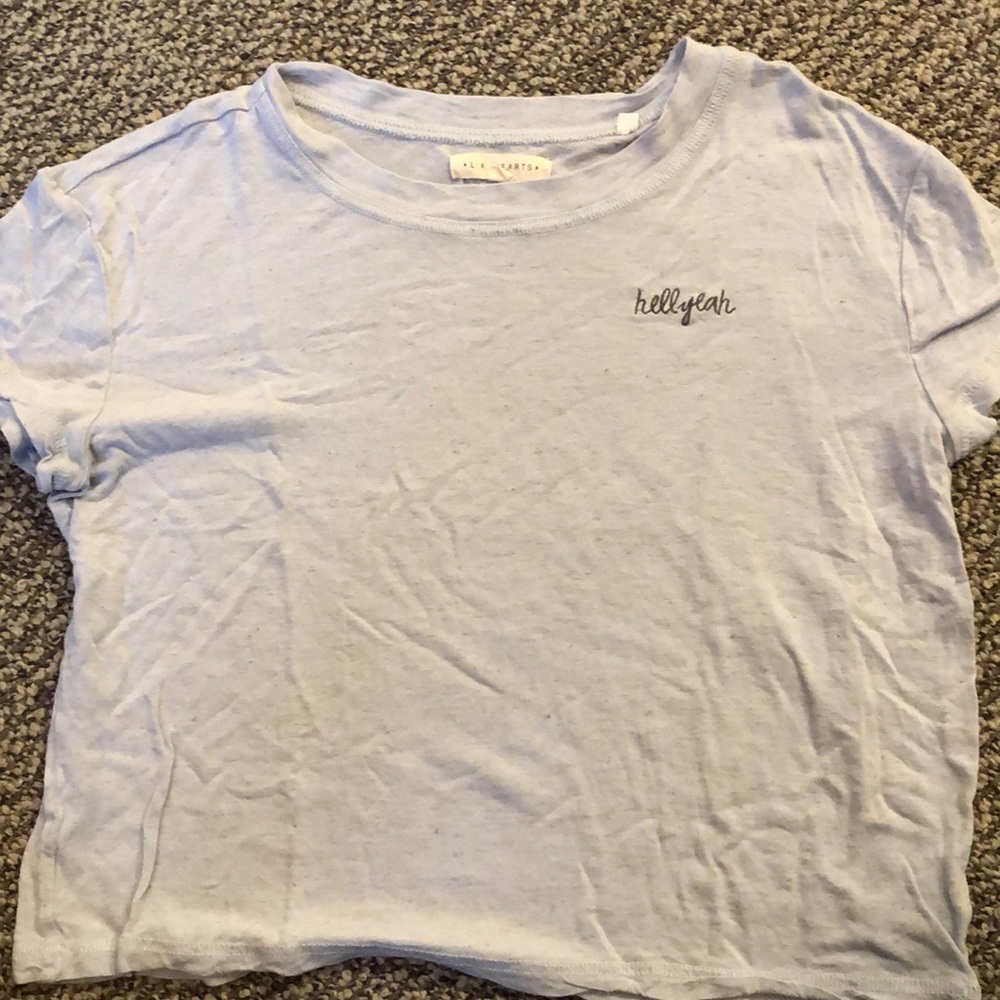 Light blue with grey specks crop top